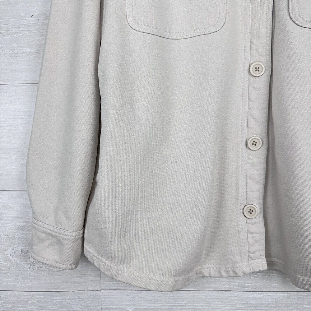 Good American Shacket Shirt Jacket Size 3/4 Large Button Up Cotton Terry Cream - Picture 3 of 13